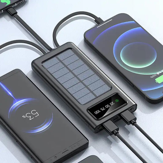 Solar Power Bank 10000CmAh, Fast Charging Built in Cable