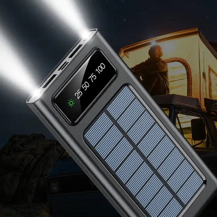 Solar Power Bank 10000CmAh, Fast Charging Built in Cable