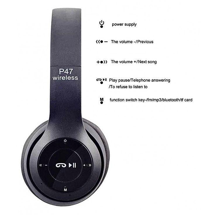 Wireless Stereo Gaming Headphones Black